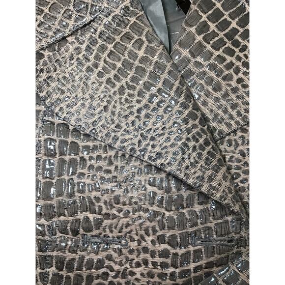 Monnari Cropped Brocade Bolero Evening Jacket Sz.40 Silver Glam Luxury Boho chic - Picture 6 of 12